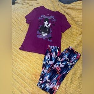 Girls, Lot, Wednesday Addams Teenage Angst Graphic Tea And Leggings Size 14/16